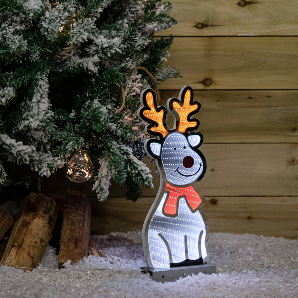 Samuel Alexander Light Up Christmas Reindeer Infinity Mirror Decoration on Metal Base 40cm Image 3