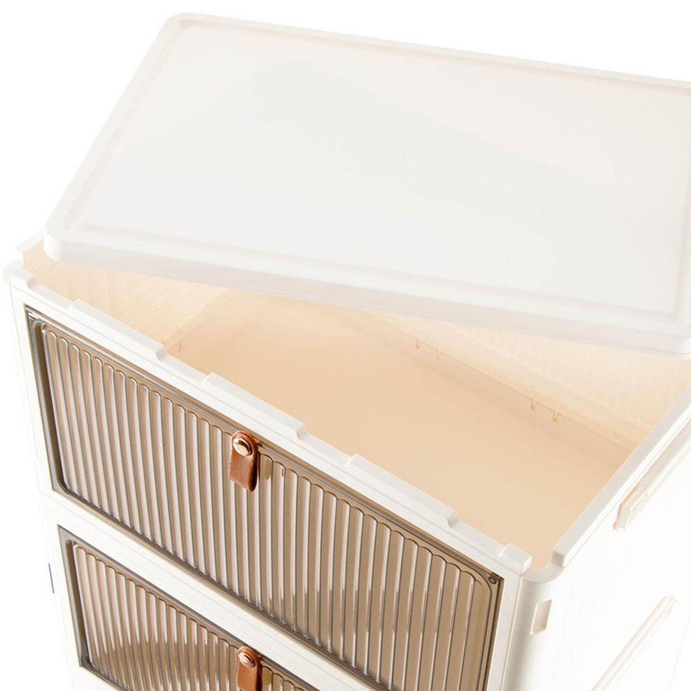 Sewing Online YN6008-6-WHITE 6-Tier White Plastic Stackable Storage Box with Lid and Wheels Image 3