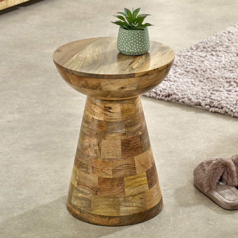 Brooklyn Mushroom Style Solid Wood Round Side Table Image 5