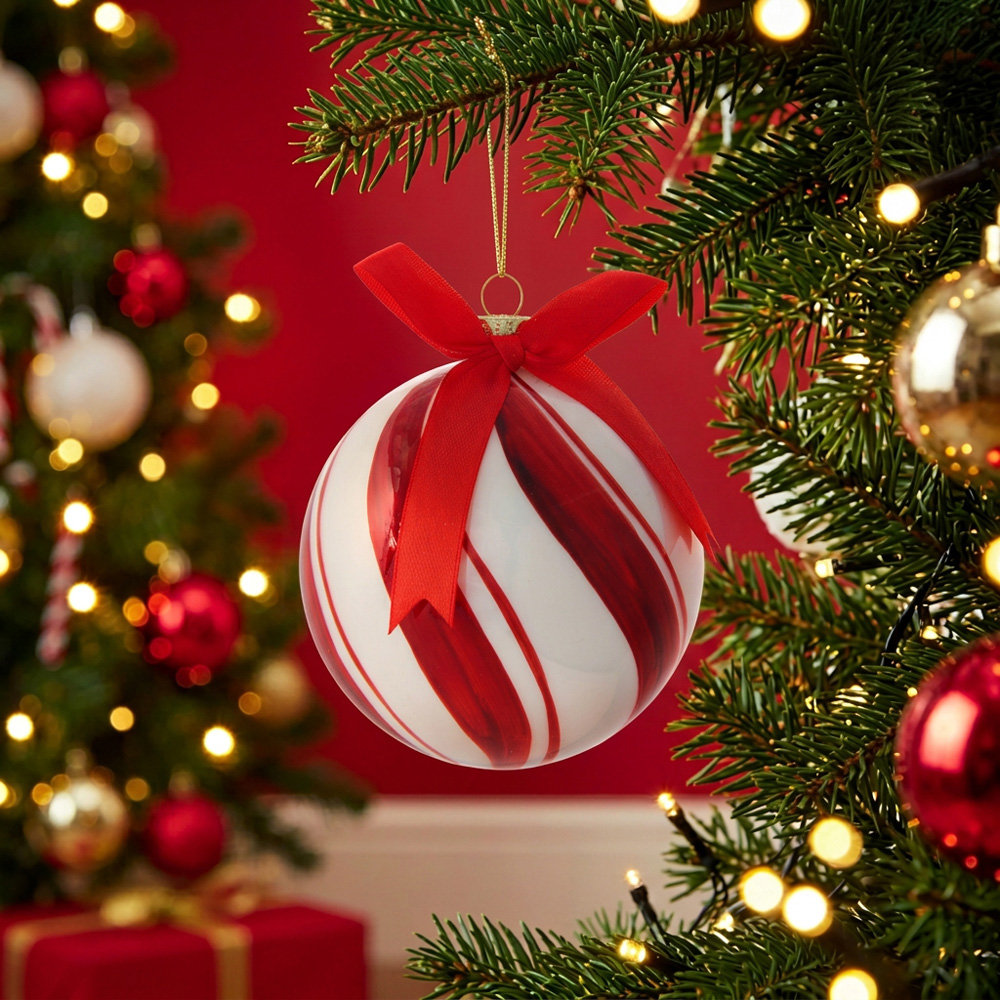 Tied with a Bow Candy Cane Bauble Image 2