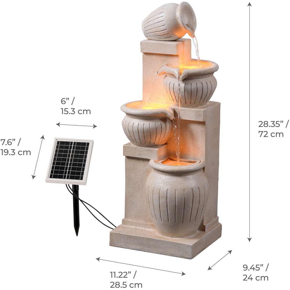 Teamson Home Natural 4-Tier Vertical Texture Cascading Bowl Outdoor Fountain 28.5 inch Image 8