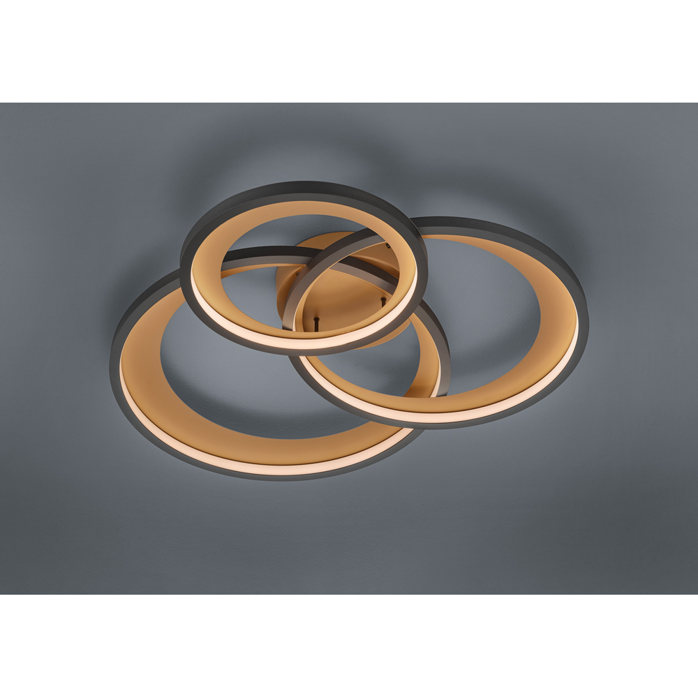 TRIO Granada Black and Gold Integrated LED Ceiling Light Image 3