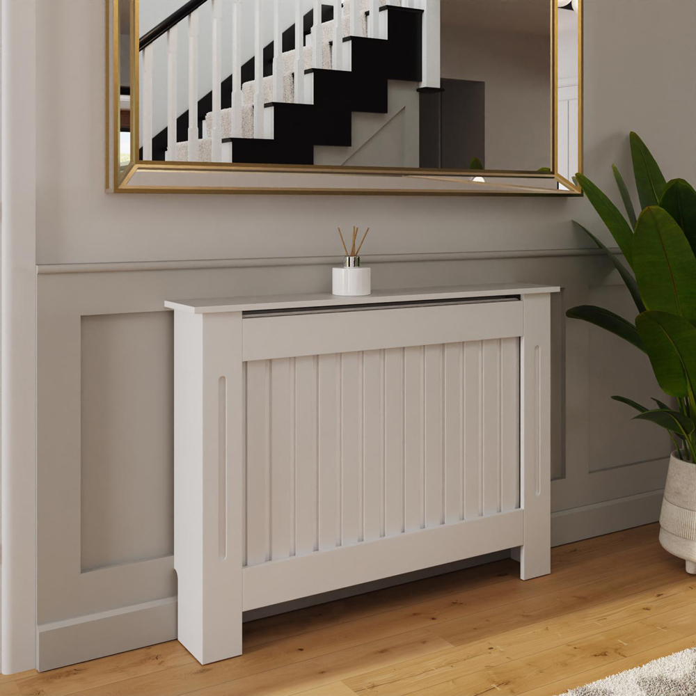 FWStyle White Vertical Slat MDF Radiator Cover Medium Image 2
