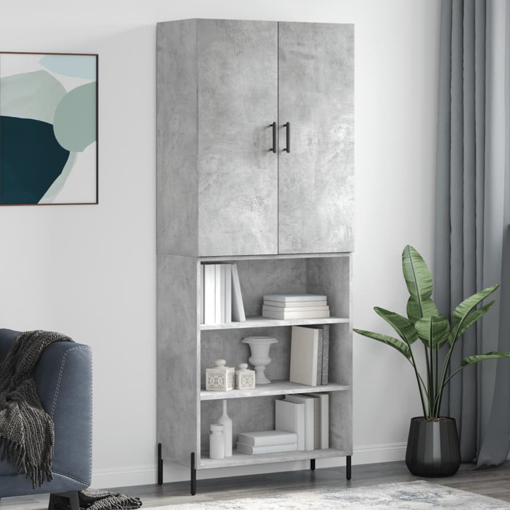 vidaXL 2 Door 3 Open Shelf Concrete Grey Highboard Image 1