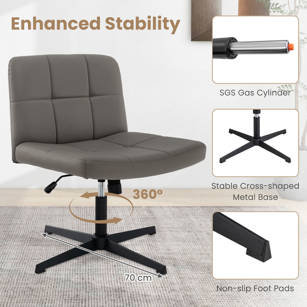 Costway Grey Cross Legged Office Chair Image 7