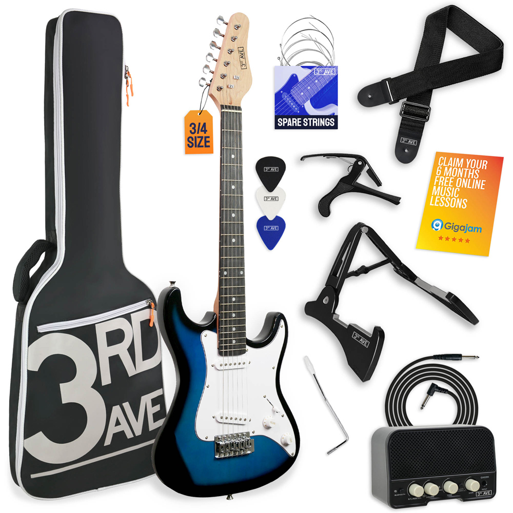 3rd Avenue Blueburst 3/4 Size Electric Guitar Set Image 1