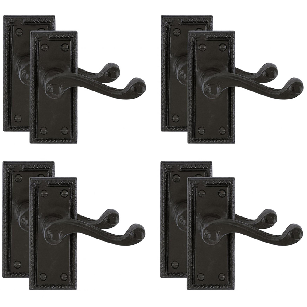 Golden Grace Georgian Design Matt Black Lever Latch Handle Pair 4 Pack Image 1
