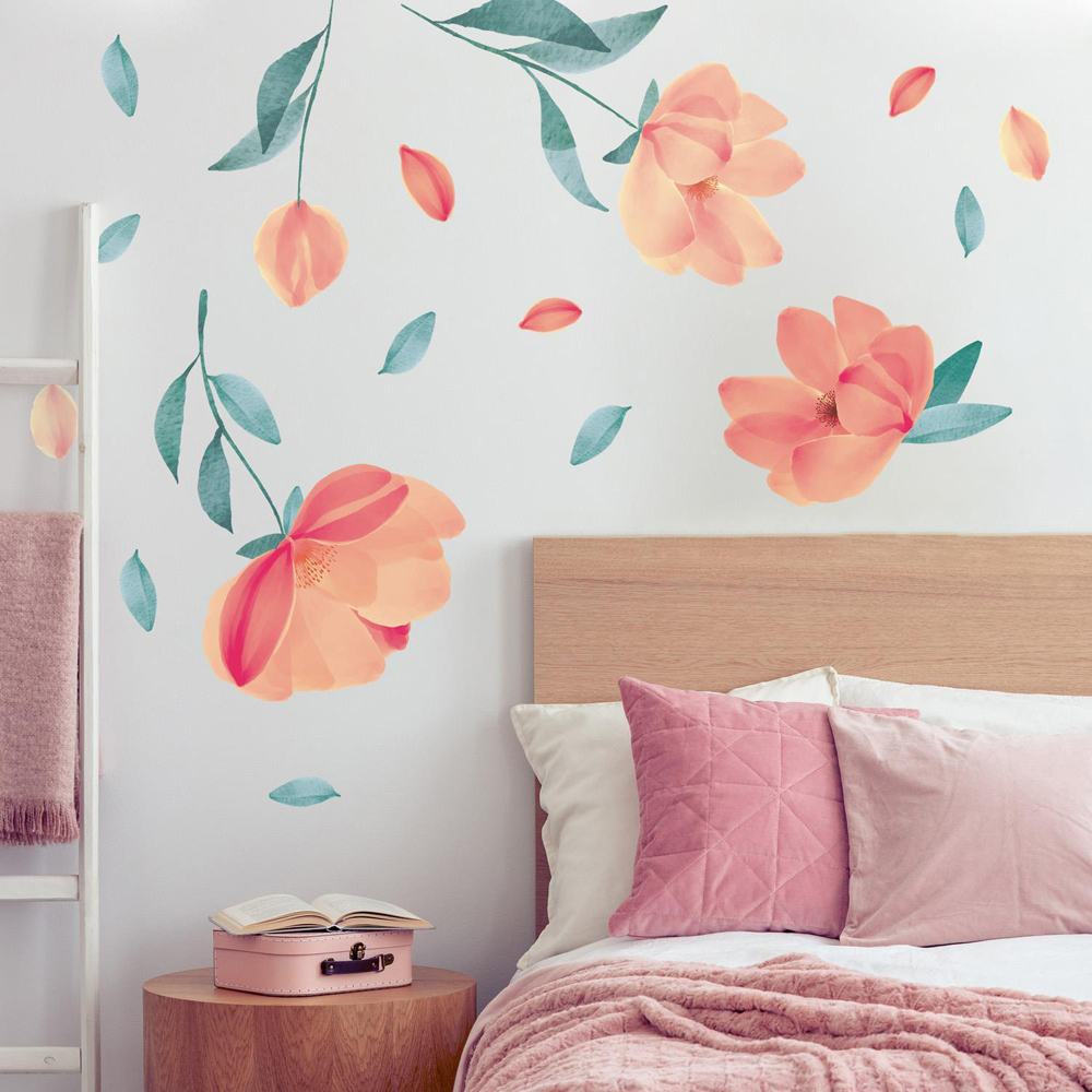 Walplus Kids Peach Watercolour Flower Theme Wall Stickers Image 2