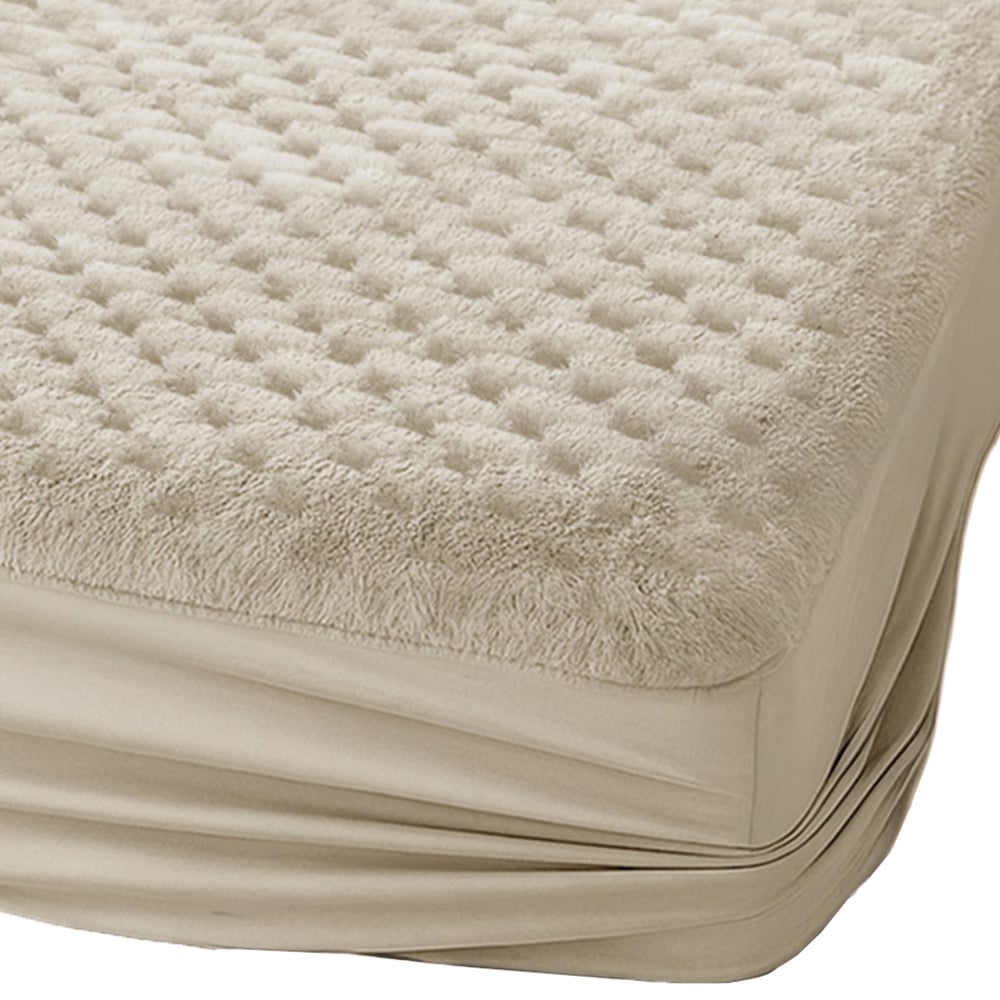 Velosso King Size Cream Chunky Popcorn Fitted Sheet Image 1