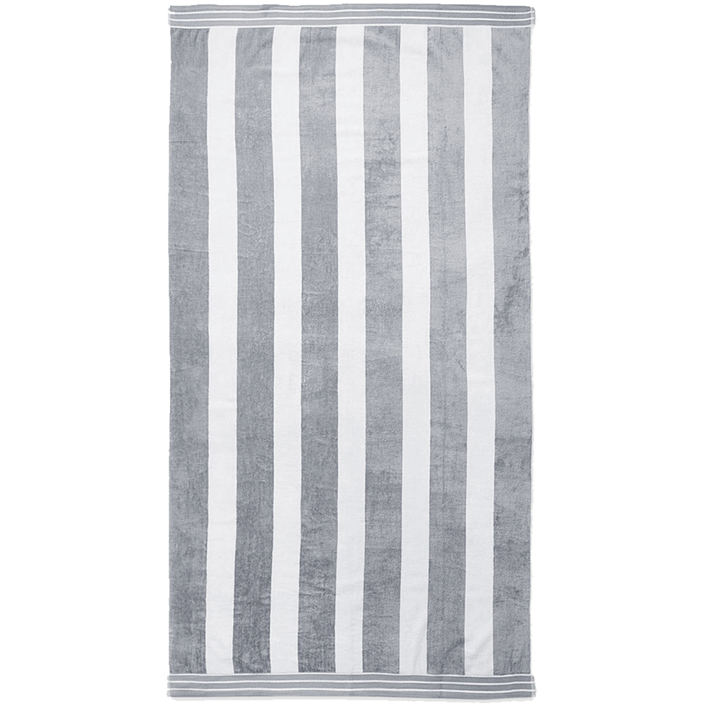 Allure Bath Fashions Jumbo Cabana Cotton Grey Stripe Beach Towel Image 1