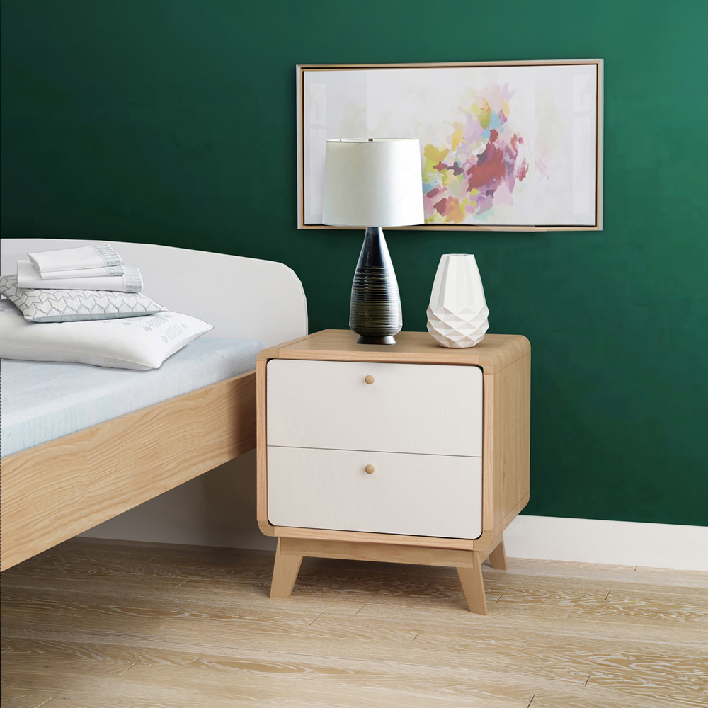 Loft24 Cassie 2 Door Oak White Nightstand Image 5