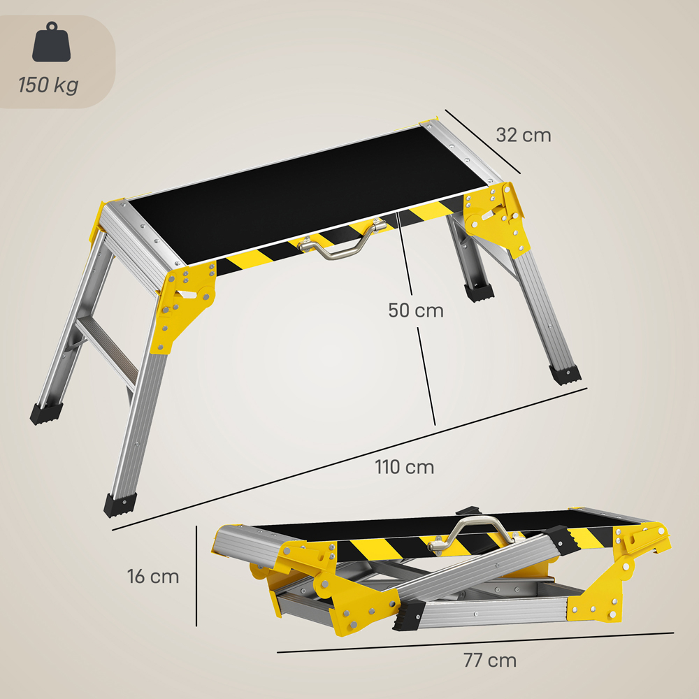 HOMCOM Black Aluminium Alloy Foldable Garage Work Bench Image 9