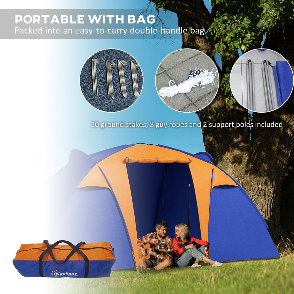 Outsunny 4-6 Person Large Waterproof Camping Tent Blue Image 7
