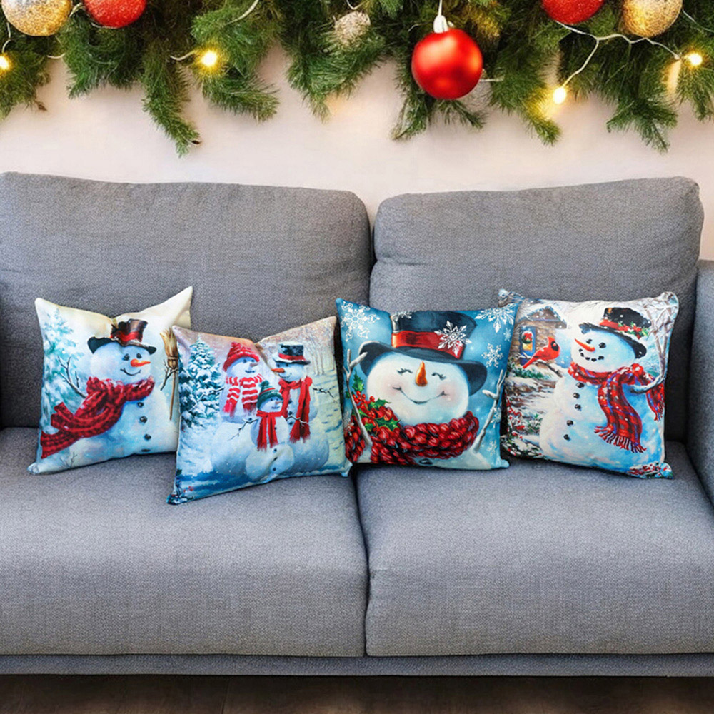 Xmas Haus Festive Happy Snowman Christmas Cushion 45 x 45cm Image 4