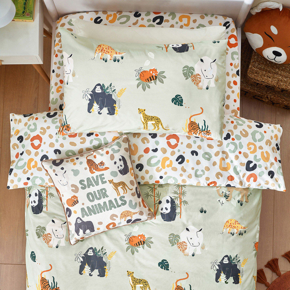 little furn. Wildlife Toddler Multi Animal Reversible Duvet Cover Set Image 2