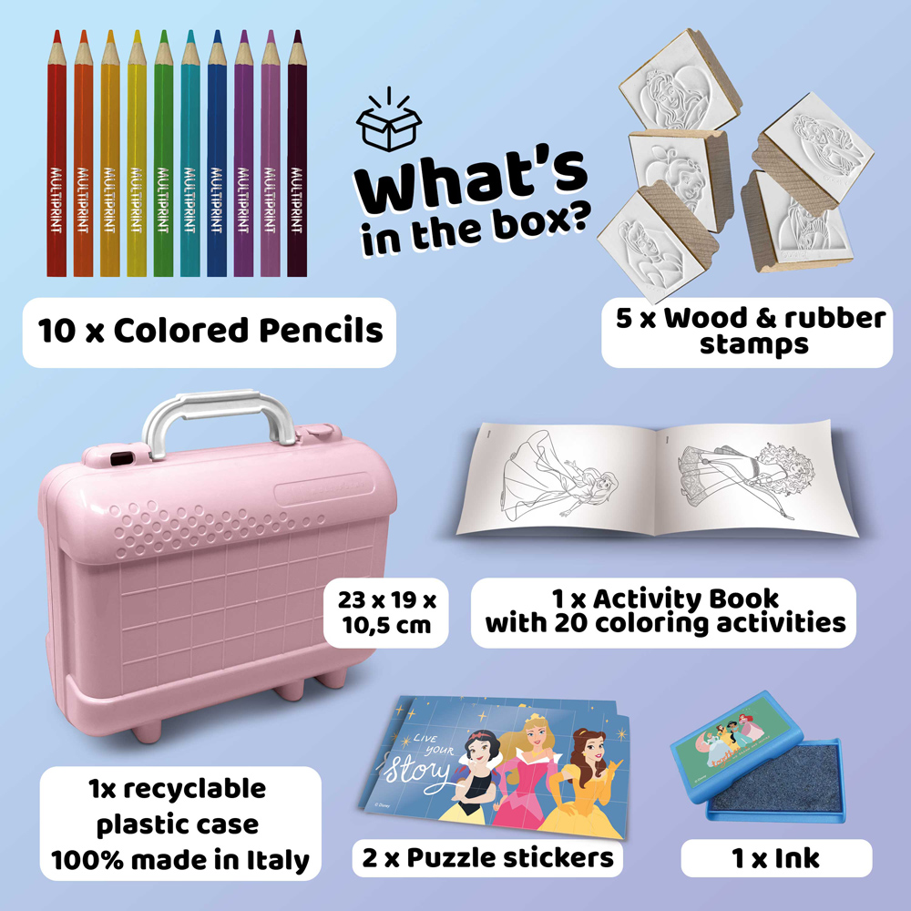 Multiprint Disney Princess Kids Travel Colouring and Stamp Set Image 2