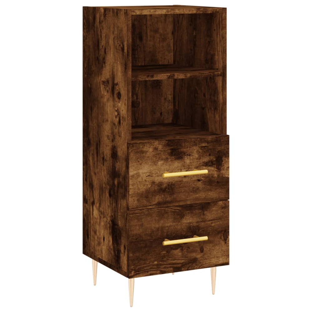 vidaXL Single Door 2 Drawer 2 Shelf Smoked Oak Highboard Image 5