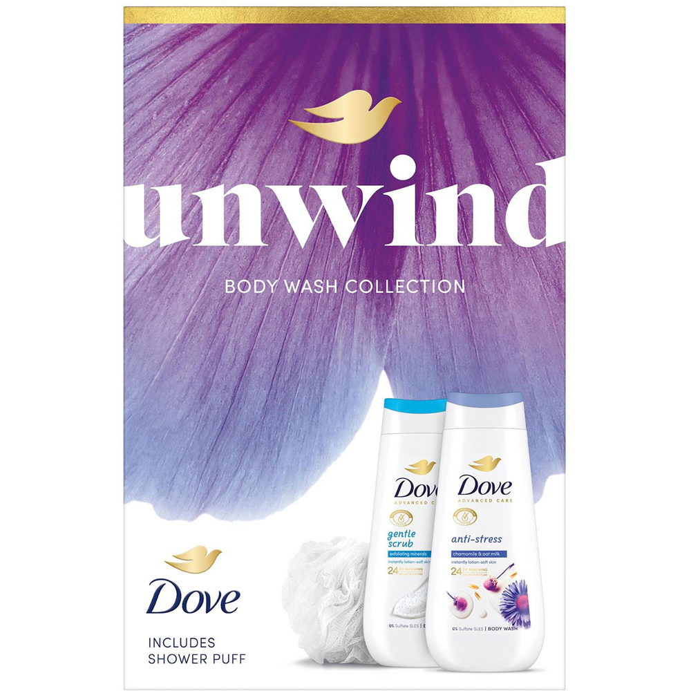 Dove Unwind Gentle Scrub and Anti Stress Bodywash Duo Gift Set 225ml 3 Pack Image 5