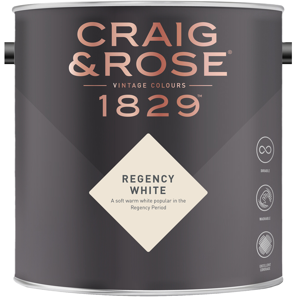 Craig & Rose Kitchen and Bathroom Regency White Eggshell Paint 750ml Image 2