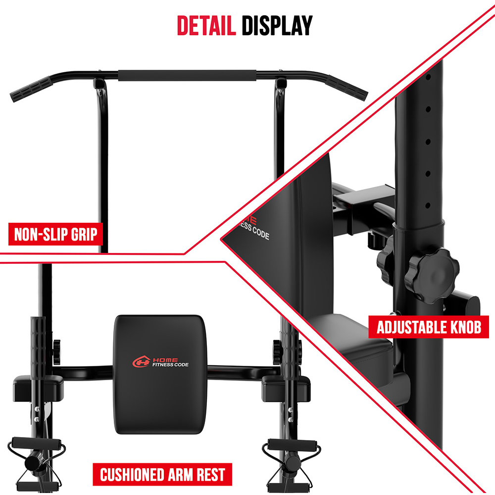 Rattrix A1 Black Power Tower Dip Station with Resistance Bands Image 3