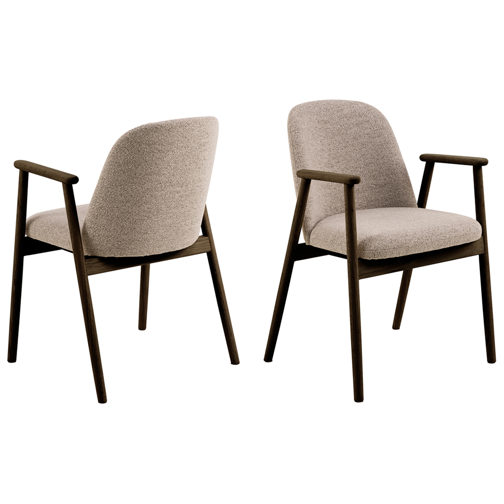 Florence Leo Set of 2 Beige Monza Fabric Dining Chair with Armrest Image 2