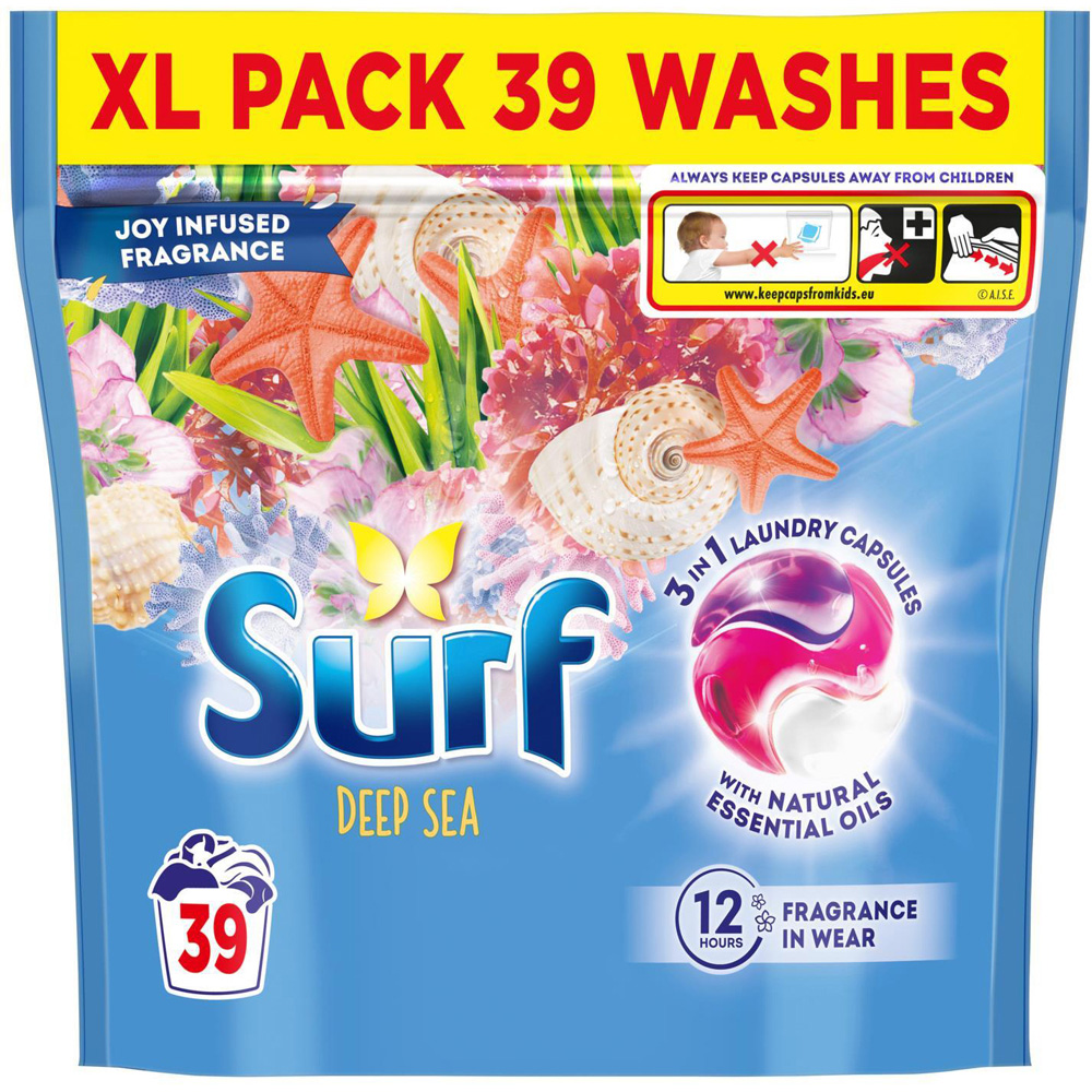 Surf 3-in-1 Deep Sea Washing Capsules XL 39 Washes 3 Pack Image 3