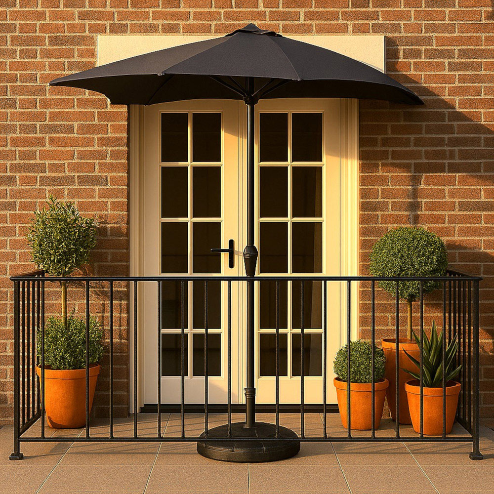 Jack Stonehouse Dark Grey Halfround Parasol 2.7m Image 2