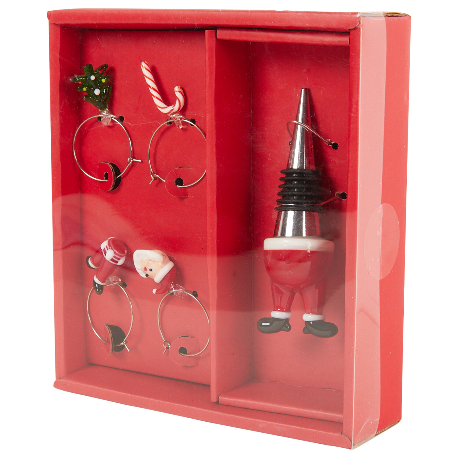 Christmas Wine Stopper and Charms Set - Red Image 2