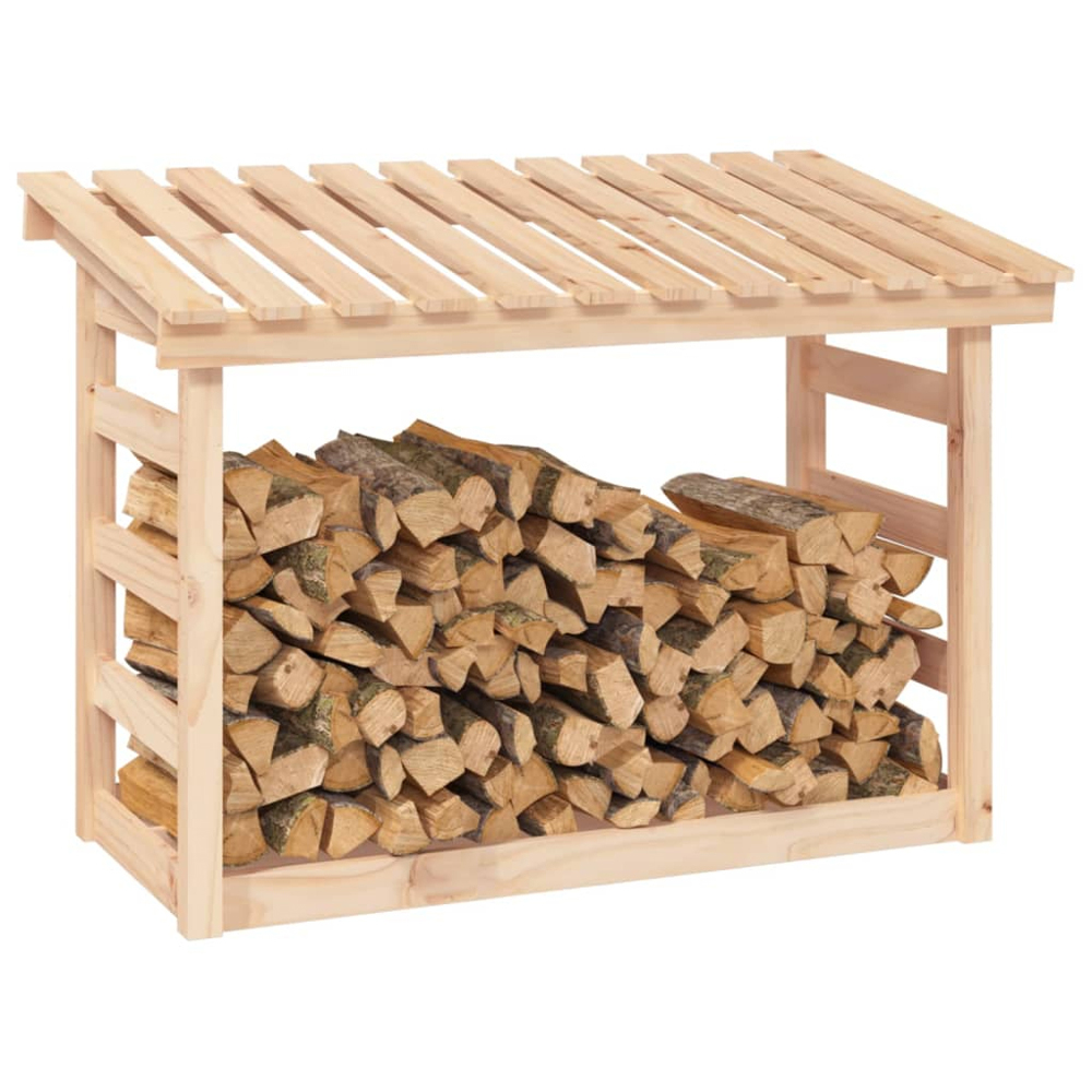 vidaXL Natural Pine Wood Firewood Log Holder 78 x 108 x 64.5cm Image 3