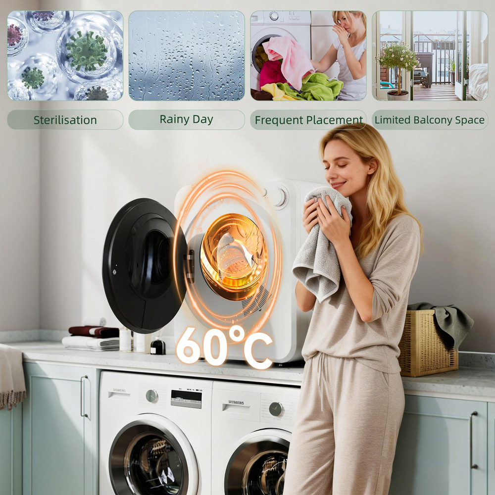 HOMCOM White Front Load Laundry Dryer with 2 Power Modes 4kg Image 7