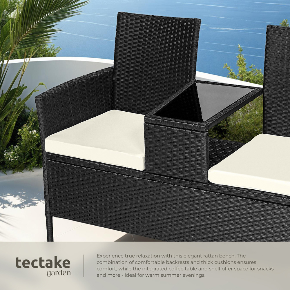 tectake Narbonne 2 Seater Black and Beige Garden Bench Image 4