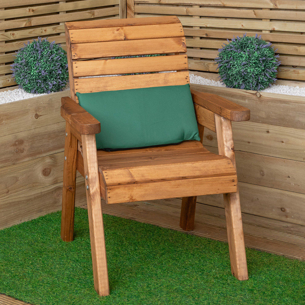 Samuel Alexander Single Seater Green Wooden Garden Chair Cushion Base 52 x 20cm Image 2