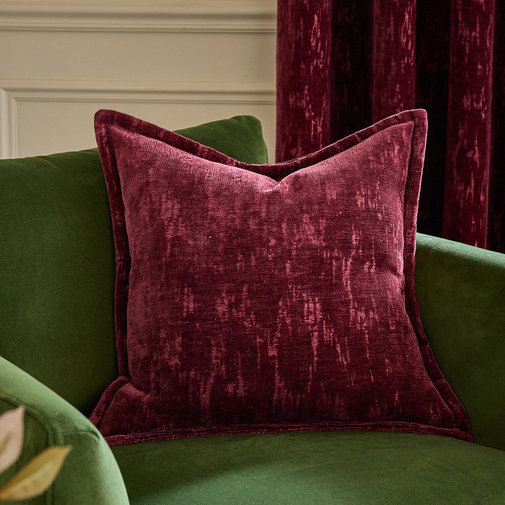 Paoletti Aurelio Jacquard Burgundy Chenille Cushion 45 x 45cm Image 2