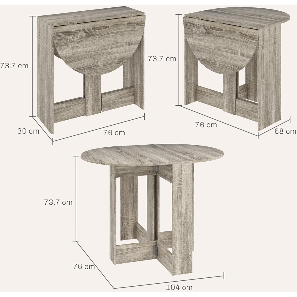 HOMCOM 2 Seater Grey Drop Leaf Dining Table Image 9