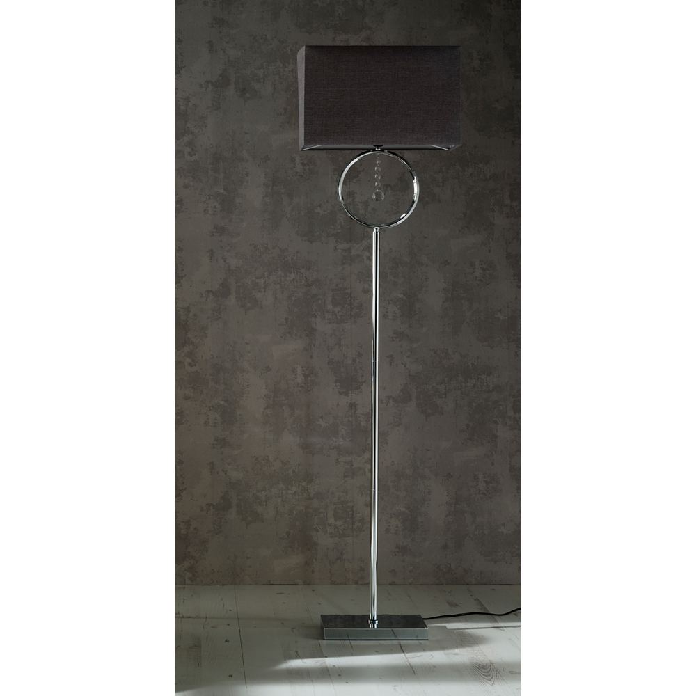 Kliving Lizzy Grey Shade Chrome Floor Lamp Image 2