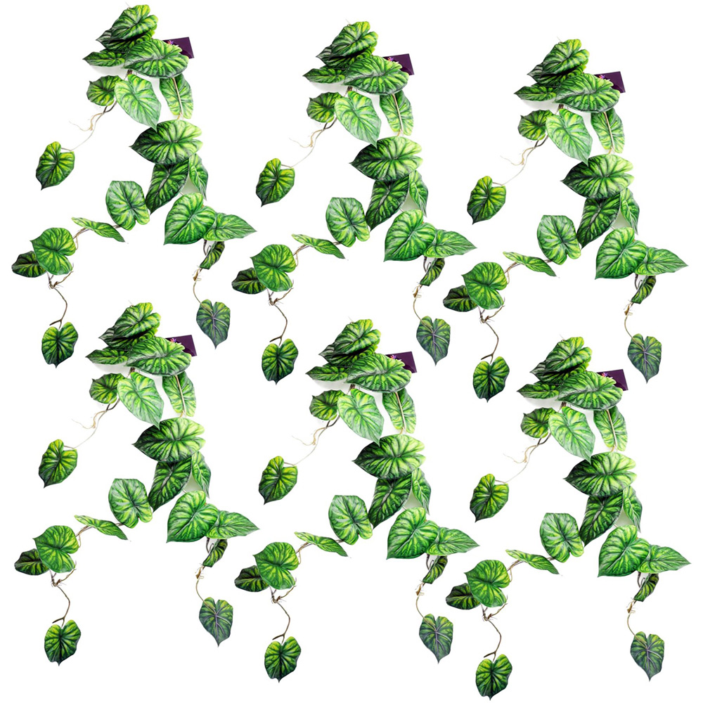 Leaf Green Trailing Alocasia Dragon Scale Hanging Artificial Plant 4ft 6 Pack Image 1