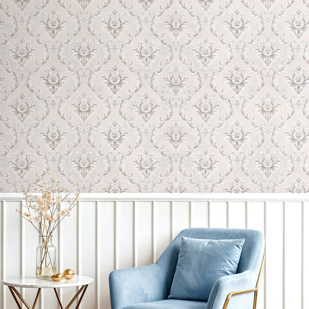 Living and Home Textured 3D Embossed Brownish Grey Non-Pasted Non-Woven Wallpaper Image 2