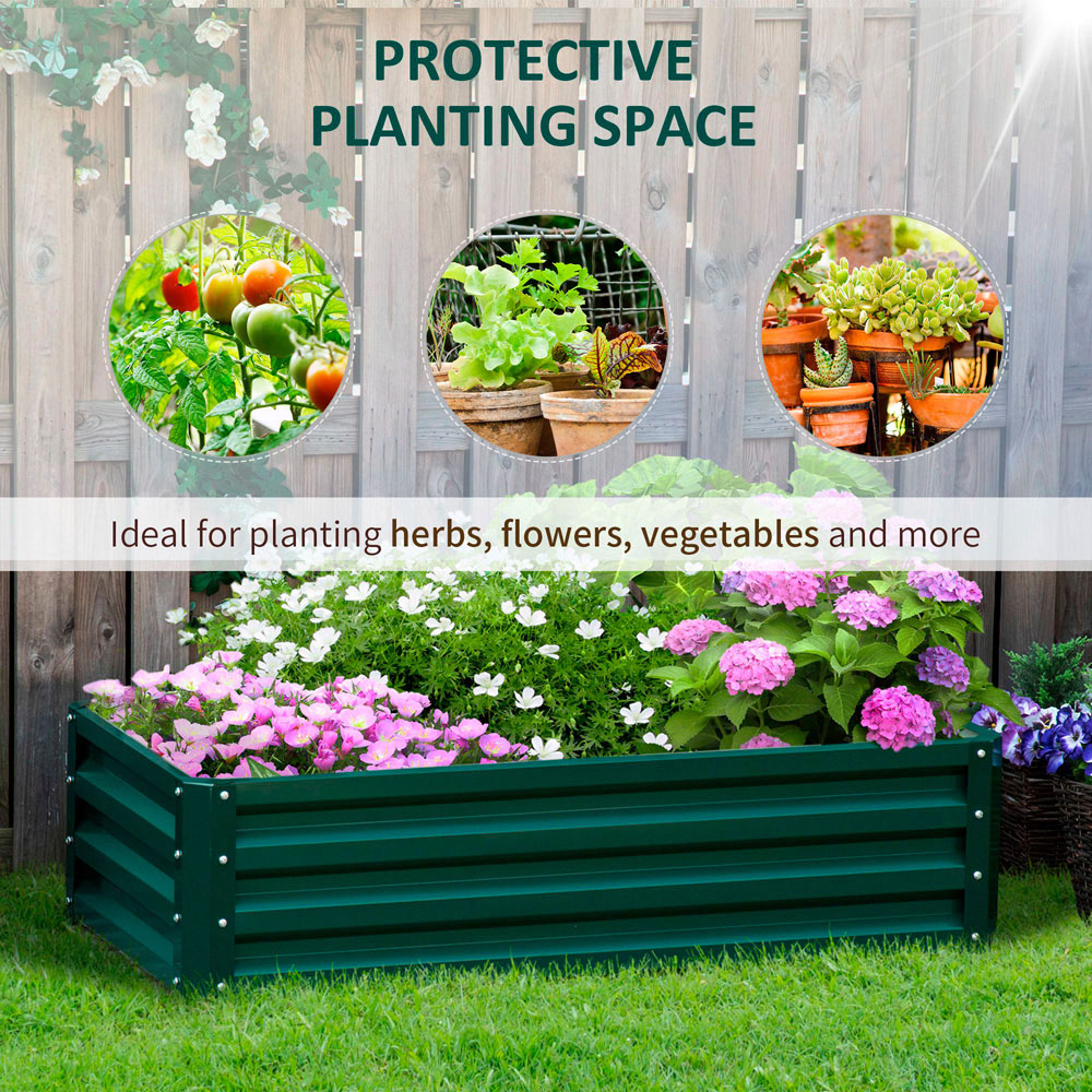 Outsunny Green Galvanised Steel Raised Garden Bed Planter 30.5 x 60 x 120cm Image 6