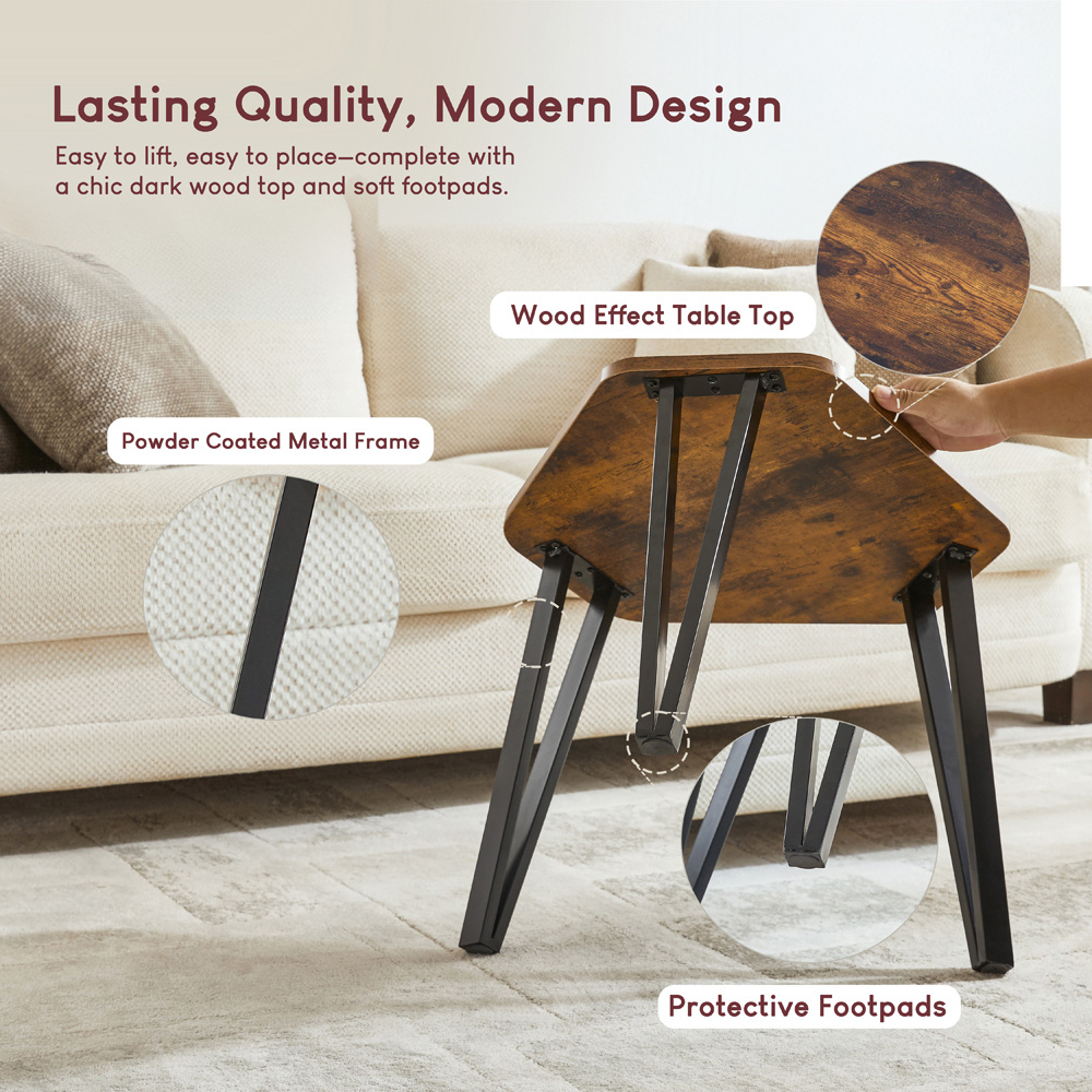 VIDA DESIGNS Brooklyn Dark Wood Nest of Tables Set of 3 Image 5