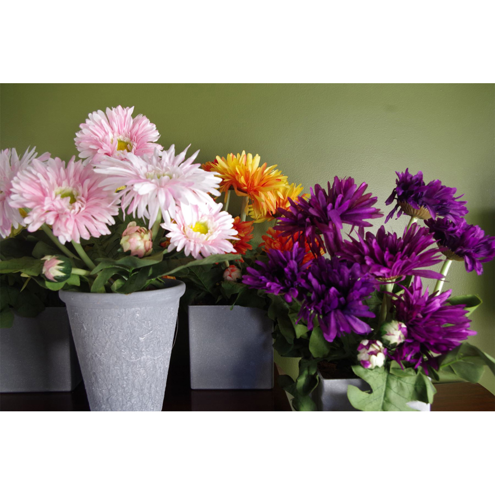 Leaf Yellow Daisy Artificial Plant in Grey Pot 33cm Image 5