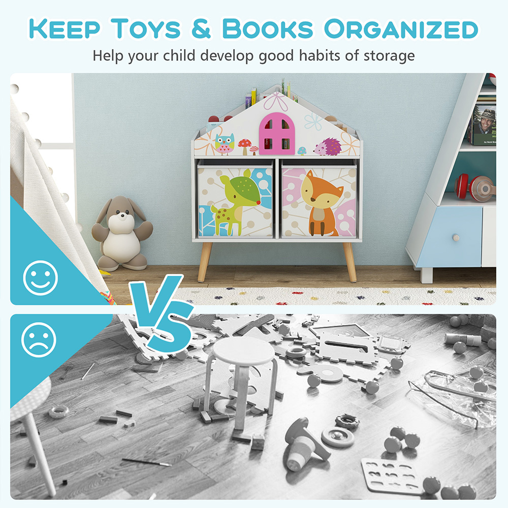 Costway 2 Shelf White House Shaped Bookshelf Image 7