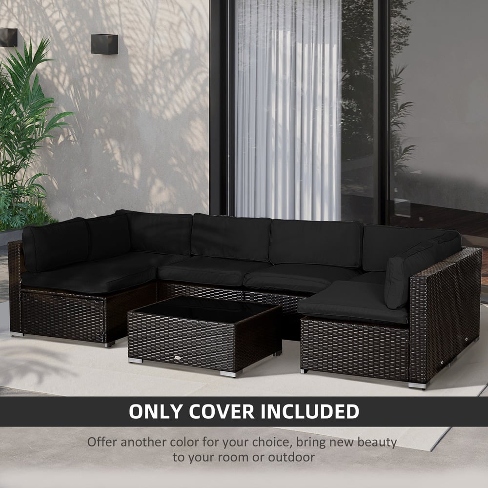 Outsunny Black Polyester Rattan Garden Lounge Set Replacement Cover 14 Pack Image 5