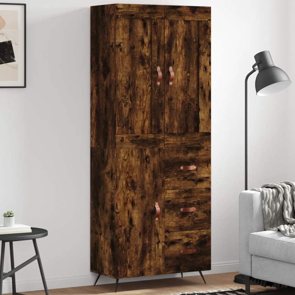 vidaXL 3 Door 3 Drawer Smoked Oak Highboard Image 1