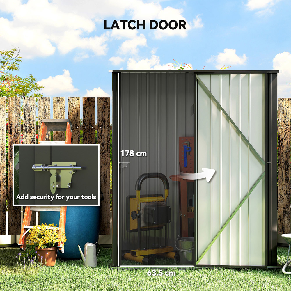Outsunny 5.3 x 3.1ft Grey Metal Pent Garden Shed Image 6