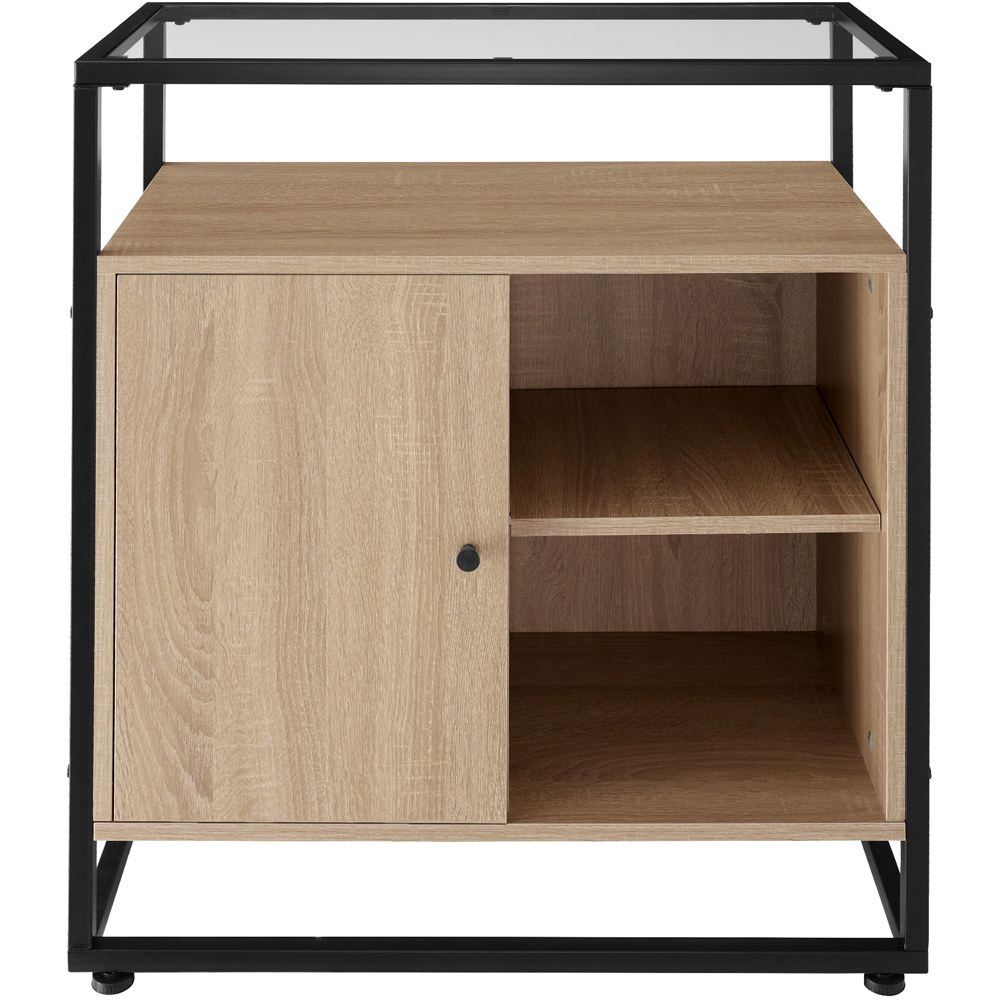 tectake Light Wood Oak Sonoma Glass Tabletop Coventry Sideboard Image 7