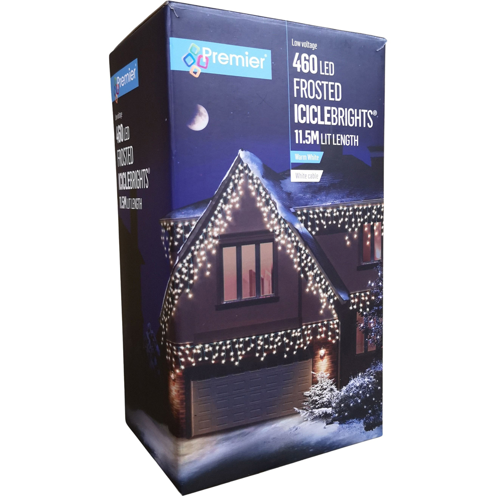 Premier IcicleBrights 460 Warm White LED Frosted Icicle White String Light 11.5m Image 5