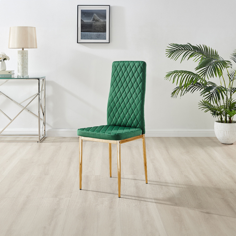 Furniturebox Copeland Valera Marble Effect 4 Seater Dining Set White Green and Gold Image 4