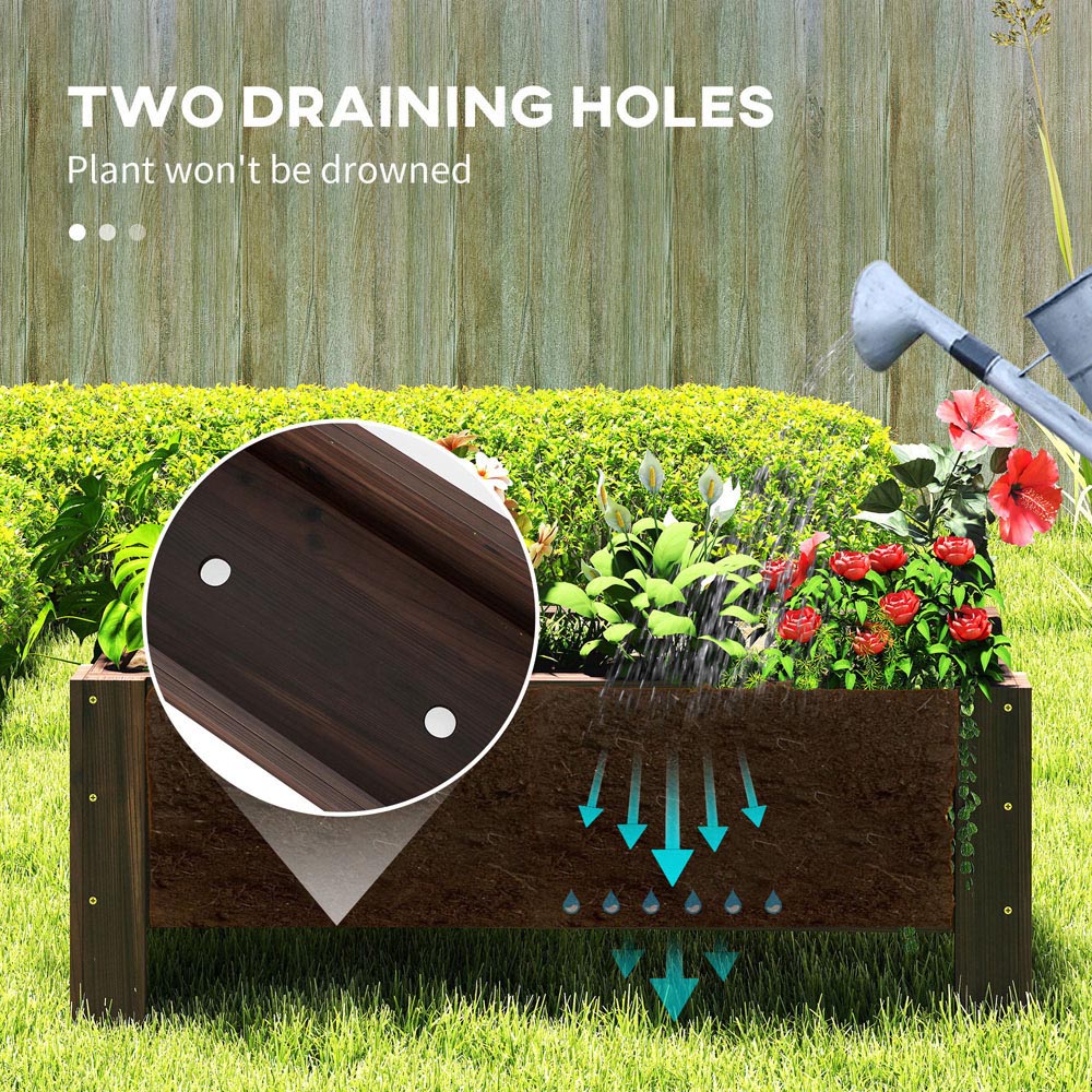 Outsunny Wooden Raised Bed Planter 36 x 36.5 x 100cm Image 6