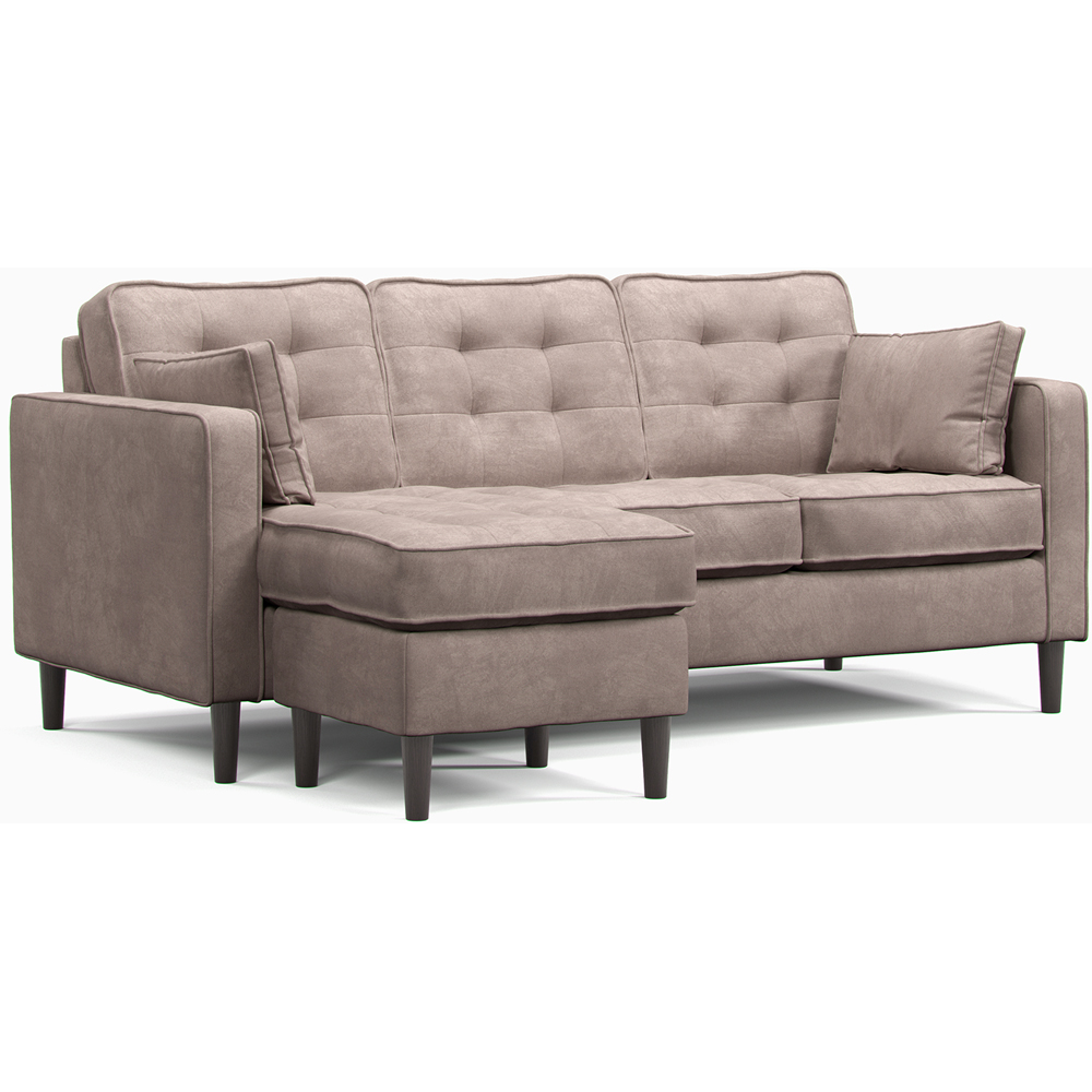 Eden 3 Seater Pewter Chenille Reversible L Shaped Corner Sofa Image 2
