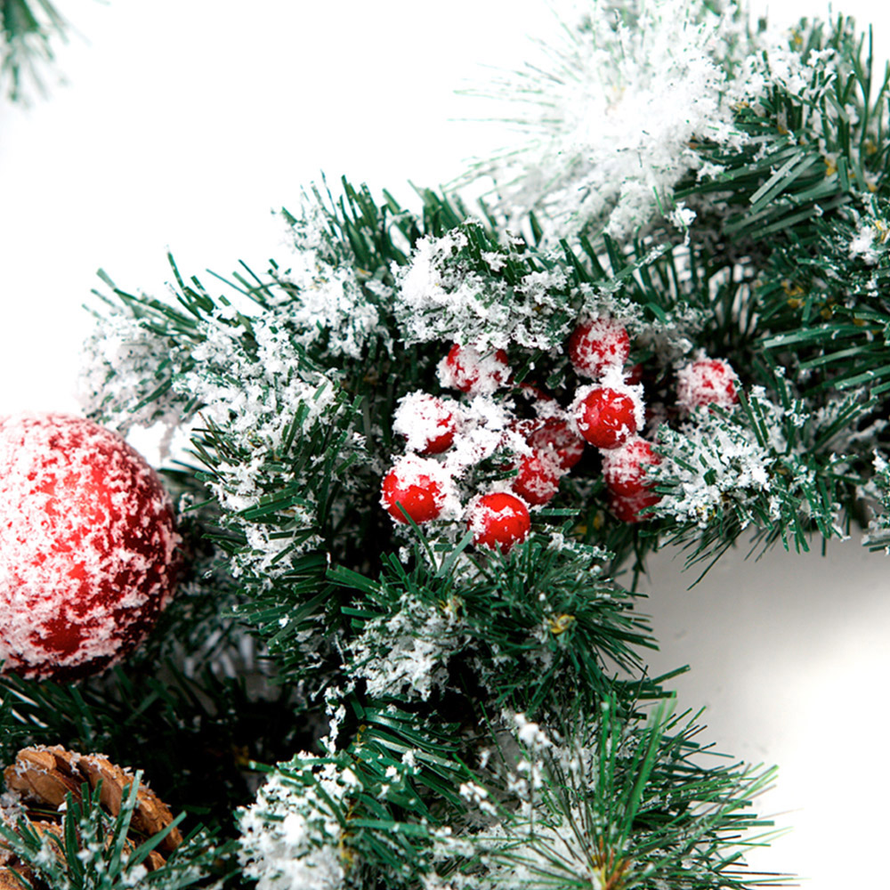 Best Artificial Red Frosted Christmas Garland 180cm Image 2